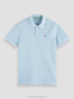 άνδρες Βαμμένο με βαμμένα πικέ πόλο από οργανικό βαμβάκι μπλε της θάλασσας 0J8D401 είδη ένδυσης Scotch & Soda - Image 5