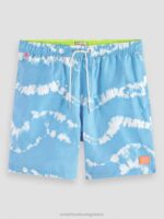 άνδρες εμπριμέ tie-dye σορτς μαγιό μεσαίου μήκους βαφή για γραβάτα μπλε της θάλασσας 0J8D687 είδη ένδυσης Scotch & Soda - Image 4
