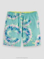 άνδρες εμπριμέ tie-dye σορτς μαγιό μεσαίου μήκους βαφή λουλουδιών μέντας 0J8D685 είδη ένδυσης Scotch & Soda - Image 5