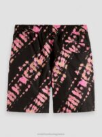 άνδρες εμπριμέ tie-dye σορτς μαγιό μεσαίου μήκους βαφή μαύρης γραβάτας 0J8D686 είδη ένδυσης Scotch & Soda - Image 6