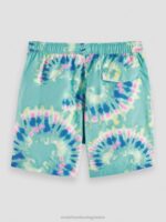 άνδρες εμπριμέ tie-dye σορτς μαγιό μεσαίου μήκους βαφή λουλουδιών μέντας 0J8D685 είδη ένδυσης Scotch & Soda - Image 6
