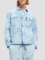 άνδρες Μπουφάν φορτηγατζή τζιν με tie-dye combo α 0J8D576 είδη ένδυσης Scotch & Soda
