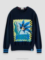 άνδρες οργανικό πουλόβερ intarsia artwork combo α 0J8D641 είδη ένδυσης Scotch & Soda - Image 5