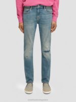 άνδρες το skim super-slim fit τζιν πράσινο όνειρο 0J8D585 είδη ένδυσης Scotch & Soda