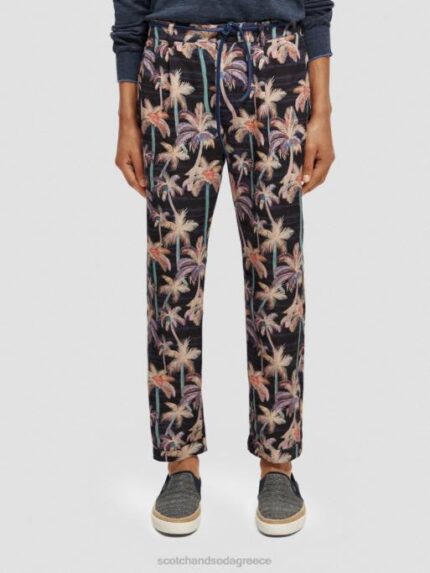 άνδρες το twilt printed πτυχωτό chino μαύρος φοίνικας aop 0J8D500 είδη ένδυσης Scotch & Soda