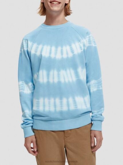 άνδρες φούτερ tie-dye με χαλαρή εφαρμογή ουρανός 0J8D546 είδη ένδυσης Scotch & Soda