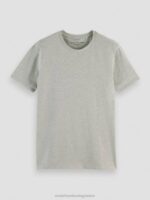 άνδρες T-shirt από οργανικό βαμβάκι γκρι μελανζέ 0J8D444 είδη ένδυσης Scotch & Soda