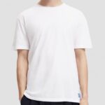 άνδρες T-shirt από οργανικό βαμβάκι με χαλαρή εφαρμογή άσπρο 0J8D454 είδη ένδυσης Scotch & Soda