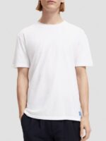 άνδρες T-shirt από οργανικό βαμβάκι με χαλαρή εφαρμογή άσπρο 0J8D454 είδη ένδυσης Scotch & Soda