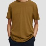 άνδρες T-shirt από οργανικό βαμβάκι με χαλαρή εφαρμογή χακί 0J8D452 είδη ένδυσης Scotch & Soda