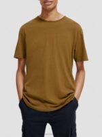 άνδρες T-shirt από οργανικό βαμβάκι με χαλαρή εφαρμογή χακί 0J8D452 είδη ένδυσης Scotch & Soda