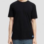 άνδρες T-shirt από οργανικό βαμβάκι με χαλαρή εφαρμογή μαύρος 0J8D453 είδη ένδυσης Scotch & Soda