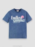 άνδρες T-shirt με κανονική εφαρμογή, βαμμένα με έργα τέχνης θαλάσσια 0J8D354 είδη ένδυσης Scotch & Soda - Image 5