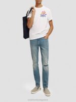 άνδρες T-shirt με λαιμόκοψη με έργα τέχνης άσπρο 0J8D379 είδη ένδυσης Scotch & Soda - Image 2