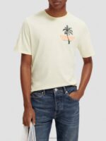 άνδρες T-shirt με λαιμόκοψη με έργα τέχνης μπανάνα 0J8D382 είδη ένδυσης Scotch & Soda