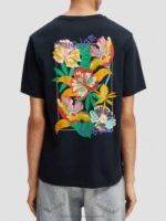 άνδρες T-shirt με λαιμόκοψη με έργα τέχνης μαύρος 0J8D380 είδη ένδυσης Scotch & Soda - Image 3