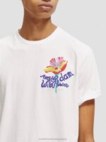 άνδρες T-shirt με λαιμόκοψη με έργα τέχνης άσπρο 0J8D379 είδη ένδυσης Scotch & Soda - Image 4