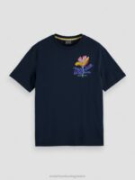 άνδρες T-shirt με λαιμόκοψη με έργα τέχνης μαύρος 0J8D380 είδη ένδυσης Scotch & Soda - Image 5