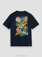 άνδρες T-shirt με λαιμόκοψη με έργα τέχνης μαύρος 0J8D380 είδη ένδυσης Scotch & Soda - Image 6