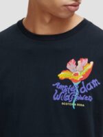 άνδρες T-shirt με λαιμόκοψη με έργα τέχνης μαύρος 0J8D380 είδη ένδυσης Scotch & Soda - Image 8