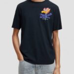 άνδρες T-shirt με λαιμόκοψη με έργα τέχνης μαύρος 0J8D380 είδη ένδυσης Scotch & Soda