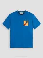 άνδρες T-shirt με οργανικά έργα τέχνης με χαλαρή εφαρμογή μπλε της ίριδας 0J8D360 είδη ένδυσης Scotch & Soda - Image 5