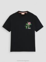 άνδρες T-shirt με οργανικά έργα τέχνης με χαλαρή εφαρμογή μαύρος 0J8D362 είδη ένδυσης Scotch & Soda - Image 5