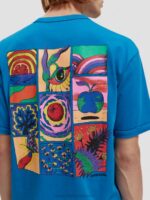 άνδρες T-shirt με οργανικά έργα τέχνης με χαλαρή εφαρμογή μπλε της ίριδας 0J8D360 είδη ένδυσης Scotch & Soda - Image 8