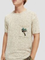 άνδρες T-shirt με τσέπες με έργα τέχνης μελανζά άμμου 0J8D414 είδη ένδυσης Scotch & Soda - Image 4