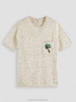 άνδρες T-shirt με τσέπες με έργα τέχνης μελανζά άμμου 0J8D414 είδη ένδυσης Scotch & Soda - Image 5
