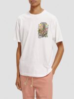 άνδρες t-shirt με χαλαρή εφαρμογή άσπρο 0J8D459 είδη ένδυσης Scotch & Soda