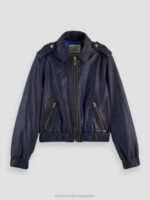 γυναίκες δερμάτινο bomber jacket ΠΟΛΕΜΙΚΟ ΝΑΥΤΙΚΟ 0J8D142 είδη ένδυσης Scotch & Soda - Image 5