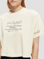 γυναίκες κεντημένο crop top t-shirt λευκή βανίλια 0J8D72 είδη ένδυσης Scotch & Soda - Image 4
