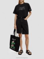 γυναίκες κεντημένο crop top t-shirt μαύρος 0J8D73 είδη ένδυσης Scotch & Soda - Image 2
