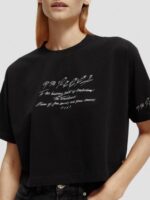 γυναίκες κεντημένο crop top t-shirt μαύρος 0J8D73 είδη ένδυσης Scotch & Soda - Image 4
