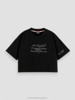 γυναίκες κεντημένο crop top t-shirt μαύρος 0J8D73 είδη ένδυσης Scotch & Soda - Image 5
