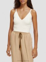 γυναίκες πλεκτό crop top με λαιμόκοψη λευκή βανίλια 0J8D118 είδη ένδυσης Scotch & Soda