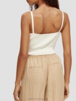γυναίκες πλεκτό crop top με λαιμόκοψη λευκή βανίλια 0J8D118 είδη ένδυσης Scotch & Soda - Image 3