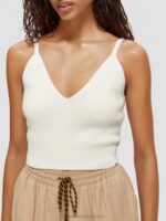 γυναίκες πλεκτό crop top με λαιμόκοψη λευκή βανίλια 0J8D118 είδη ένδυσης Scotch & Soda - Image 4