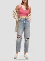 γυναίκες πλεκτό crop top με λαιμόκοψη ροζ γροθιά 0J8D119 είδη ένδυσης Scotch & Soda - Image 2