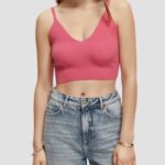 γυναίκες πλεκτό crop top με λαιμόκοψη ροζ γροθιά 0J8D119 είδη ένδυσης Scotch & Soda