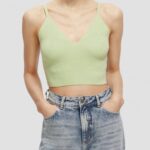 γυναίκες πλεκτό crop top με λαιμόκοψη φρέσκια μέντα 0J8D117 είδη ένδυσης Scotch & Soda