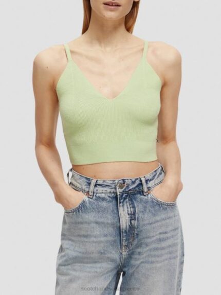 γυναίκες πλεκτό crop top με λαιμόκοψη φρέσκια μέντα 0J8D117 είδη ένδυσης Scotch & Soda
