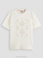 γυναίκες φαρδιά μπλουζάκι με κεντημένα έργα τέχνης λευκή βανίλια 0J8D90 είδη ένδυσης Scotch & Soda - Image 5