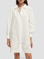 γυναίκες φόρεμα πουκάμισο broderie anglaise άσπρο 0J8D6 είδη ένδυσης Scotch & Soda