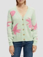 γυναίκες intarsia πλεκτή ζακέτα σε boxy-fit combo α 0J8D127 είδη ένδυσης Scotch & Soda