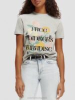 γυναίκες T-shirt από οργανικό βαμβάκι με χαλαρή εφαρμογή γκρι μελανζέ 0J8D82 είδη ένδυσης Scotch & Soda