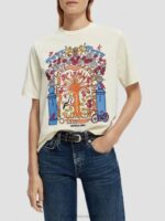 γυναίκες T-shirt από οργανικό βαμβάκι με χαλαρή εφαρμογή άσπρο 0J8D98 είδη ένδυσης Scotch & Soda