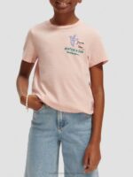 παιδιά T-shirt από οργανικό βαμβάκι με έργα τέχνης & ποδόγυρο με κόμπους κοκκινίζω 0J8D737 είδη ένδυσης Scotch & Soda